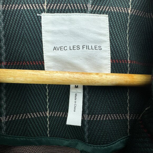 Avec‎ Les Filles Blazer Medium Green Plaid Academia Preppy Lightweight Relaxed - Picture 9 of 14